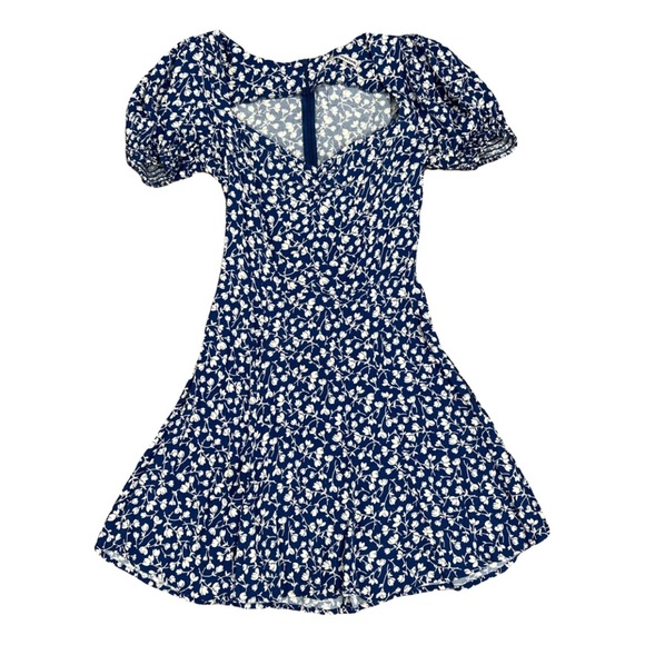 Navy Blue FloralDress - Picture 1 of 4